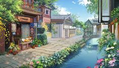 Pin by RUIHUA FAN on 场景 | Desktop wallpaper art, Cute laptop wallpaper, Landscape wallpaper Art Cute, Laptop, Water, Flowers, Anime, Art