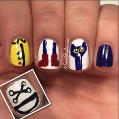 Librarian Nails, Teacher Nail Ideas, Rockabilly Nails, Customized Nails, Book Nails, Funky Makeup