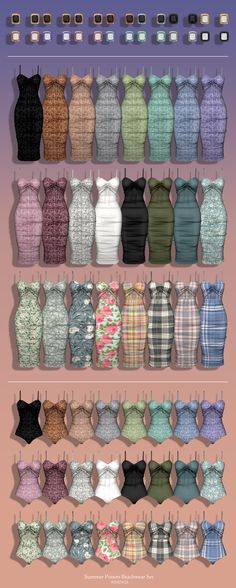 the different types of dresses are shown in this image