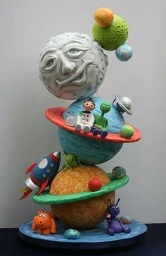 an artistic sculpture made out of various objects