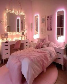 Room Ideas Aesthetic Girly Pink, Small Room Pink Aesthetic, Cozy Pink Apartment, Girly Beds, Pink Girly Room Aesthetic, Dorm Room Aesthetic Pink, Girly Bedroom Aesthetic, Dorm Room Ideas Pink, Girly Room Aesthetic