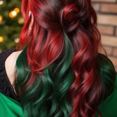 Dazzling Christmas Hair Color Ideas For Brunettes In 2023 Christmas Hair Color, Holiday Hair Color, Hair Styles Ideas, Split Dyed Hair, Vivid Hair Color, Bold Hair Color, Styles Ideas, Hair Color Shades, Haircut And Color