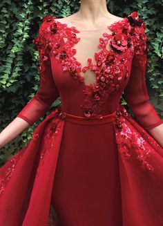 Red Flowers Prom, Flowers Prom Dress, Dresses With Flowers, Red Long Prom Dress, Halloween Dresses, Teuta Matoshi, Dresses Formal Elegant, Long Evening Gowns, Long Sleeve Sequin