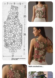 an image of a woman's top with flowers on it and the instructions for how to