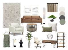 a living room filled with lots of furniture and decorating items, including a couch, chair