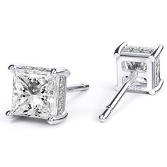 PRICES MAY VARY. 💎Stud Earrings Material💎 18k white gold plated princess cut 925 sterling silver fake diamond CZ stud earrings, nickel-free, and lead-free hypoallergenic earrings. The best choice for sensitive ears. 💎Stud Earrings Size💎 4mm (0.5ct), 5mm (1ct), 6mm (1.5ct), 7mm (2.0ct), 8mm (2.5ct), Post length: 11mm / 0.43inch. Sterling silver stud earrings will always be sparkly and never tarnish. perfect size as stud earrings for both women and men, perfect for those who have multiple pier Fake Diamond Earrings, Highlight Design, Earrings Stand, Earrings Square, Fake Diamond, Earring Stand, Nickel Free Earrings, Square Earrings Studs, Square Stud