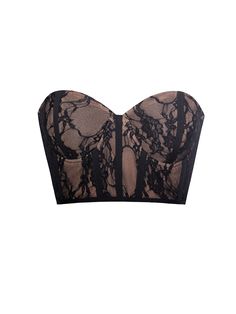 Keep it chic in this black lace corset crop top! This fully lined strapless stretch lace top is perfect for adding a touch of glam to any look. The nude lining and zippered back add subtle detailing. Pair with our easy to wear Never Enough Wide Leg Trouser for a flattering weekend look! (sold separately). Available in black and white. Materials: Lace / Stretch Mesh / Boned Corset Length: Approx 6 inch / 15 cm Stretch Factor: Low Stretch Clean: Dry-clean only Model Is Wearing A Size XS (US-2) Mod Elegant Corset With Built-in Bra Crop Top, Elegant Club Tube Top With Built-in Bra, Lace Top With Built-in Bra For Night Out, Chic Tube Top With Boned Bodice For Night Out, Chic Boned Bodice Tube Top For Night Out, Party Cropped Corset With Boned Bodice, Chic Corset With Built-in Bra For Night Out, Cropped Party Corset With Boned Bodice, Elegant Lace Top With Built-in Bra For Night Out