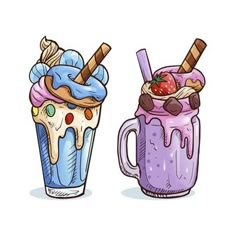 two cups filled with different types of ice cream