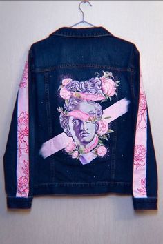 Art On Clothes, Custom Denim Jeans, Jeans Art, Retro Wave