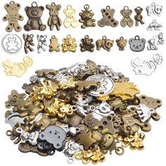 many different types and sizes of metal charms