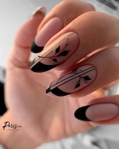 Black Nail Designs, Elegant Nails, Nail Art Hacks, Nail Art Inspiration