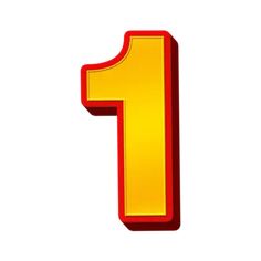 a red and yellow number one sign on a white background with clipping area for text