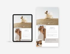 the wedding gift card is displayed next to an ipad and tablet computer on a white surface