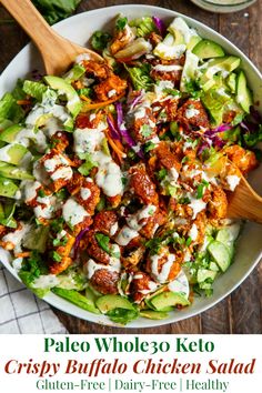 a salad in a bowl with dressing on the side