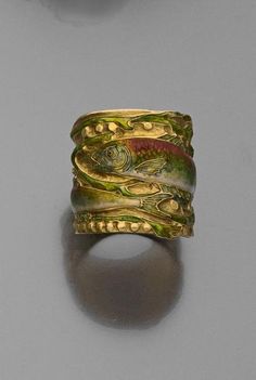 Ancient Gold Ring, Fruit Jewellery, Art Nouveau Ring, Fruit Jewelry, Fun Jewelry, Art Nouveau Design, Stone Fruit, Art Nouveau Jewelry