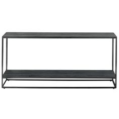 a black metal shelf sitting on top of a white wall