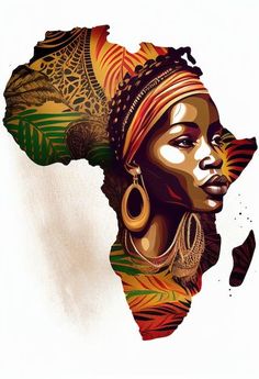 an african woman's face with the map of africa in the background