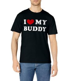 PRICES MAY VARY. I Love My Buddy classic design with vintage font Express your love for your buddy with this design Lightweight, Classic fit, Double-needle sleeve and bottom hem Valentine's Day Cotton T-shirt With Funny Text, Vintage Font, Vintage Fonts, My Buddy, Branded T Shirts, Classic Design, Top Styles, Fashion Branding, Topshop