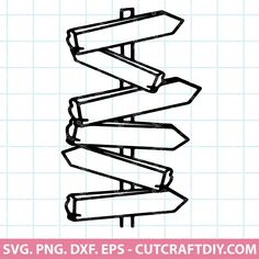 a drawing of a sign post with arrows pointing in different directions and the words svg png dxf eps