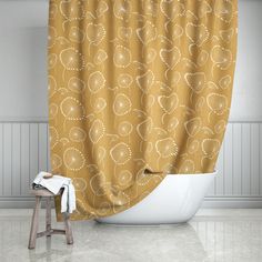 Yellow Dandelions Shower Curtain | Sherry Decor Boutique Floral Bathroom Decor, Yellow Bathroom Decor, Floral Bathroom, Yellow Bathroom, Bath Curtain, Flower Bath, Yellow Bathrooms, Shower Routine, Yellow Pattern