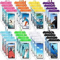 an assortment of cell phone cases with different pictures on the front and back sides, all in various colors