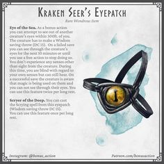 an advertisement for the kraken see's eye patch, featuring two yellow eyes