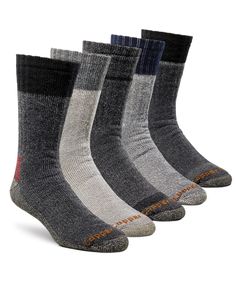 These tough work socks are made from yarn infused with copper ions proven to eliminate odour-causing bacteria. They provide superior cushioned protection inside your steel toe boots and your feet will stay warm thanks to the wool and mixed fibre blend. These socks come in a five-pack so you'll have a clean pair for every day of the work week. Work Socks, Steel Toe Boots, Toe Boots, Work Week, Work Wear Women, Branded Gifts, Circle Design, Casual Socks, Mens Socks