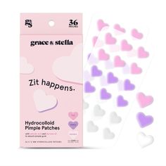 Grace & Stella Pimple Patches For Face (Heart, 36 Count) - Hydrocolloid Acne Patches For Face - Vegan, Cruelty-Free Zit Patches For Face, Blemish Patches, Pimple Stickers, Zit Stickers, Acne Stickers Heart Pimple Patches, Zit Stickers, Zit Patches, Acne Stickers, Pimple Stickers, Blemish Patches, Teen Skincare Routine, Skincare List, Side Ideas