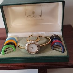 Vintage Gold Bangle Style Watch With 12 Bezels. The Face Is White. The Gold And Silver Bezels Were Purchased Separately For About $100. In Excellent Condition Gucci Bangle, Gucci Watch Women, Bezel Watch, Bangle Watches, Gucci Watch, Bangles Style, Classy Jewelry, Funky Jewelry, Jewelry Lookbook