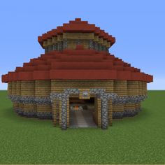 Orc Style Leaders Hut - Blueprints for MineCraft Houses, Castles, Towers, and more | GrabCraft Minecraft Trapdoor, Orc Building, Hut Minecraft, Medieval Houses, Minecraft Buildings, Minecraft Projects, Minecraft Houses, Come Together, Bird House