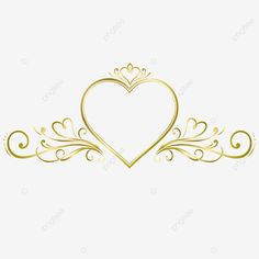 a golden heart with swirls and scrolls in the middle, on a white background