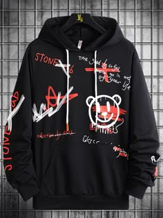 Hoodies Men Style, Trendy Hoodies, Stylish Hoodies, Hoodie Outfit, Cool Hoodies, Dope Outfits, Workout Hoodie, Drawstring Hoodie, Hoodie Design