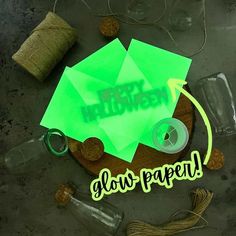 the words glow paper are on top of some crafting supplies