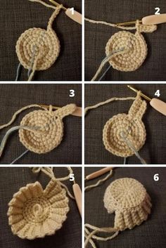 instructions to crochet an ornament with yarn and cotton thread for the shell