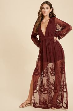 WISHLIST Floral Embroidered Long Sleeve Maxi Dress | Nordstromrack Embroidered V-neck Maxi Dress For Evening, Bohemian Sheer V-neck Maxi Dress, Long Sleeve Dresses With Sheer Sleeves For Brunch, Summer V-neck Maxi Dress With Lace Sleeves, V-neck Maxi Dress With Lace Sleeves For Party, Floral Embroidered V-neck Maxi Dress For Brunch, Chic Lace Maxi Dress With Floral Embroidery, Party V-neck Maxi Dress With Lace Sleeves, Bohemian Maxi Dress With Floral Embroidery For Party