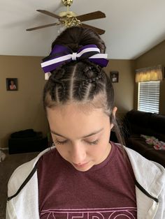 Braided Sporty Hairstyles, Gymnastics Meet Hair, Gymnastics Hairstyles, Race Day Hair, Volleyball Hair Bows, Tennis Hairstyles, Ideas For Parties, Soccer Hair