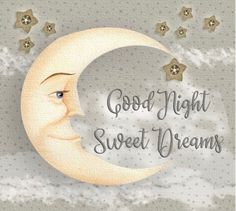 a drawing of a crescent moon with the words good night sweet dreams