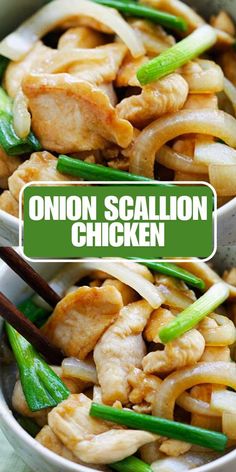 Onion Scallion Chicken - Tender and juicy chicken stir-fry with onions and scallions in mouthwatering Chinese brown sauce that takes only 20 minutes.