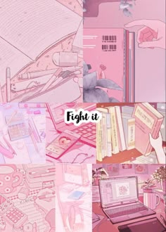 Pink Study Aesthetic Wallpaper, Productivity Aesthetic Wallpaper, Pink Science, Study Wallpaper, Anime Computer Wallpaper, Wallpaper Rosa, Bullet Journal Work, Cute Desk Decor, Studying Memes