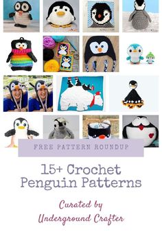 the penguin crochet pattern is featured by underground crafter, and features pictures of penguins