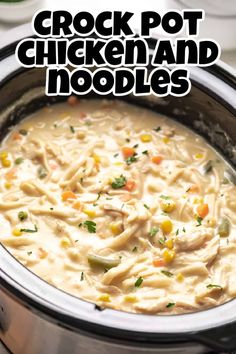 the crock pot chicken and noodles recipe is ready to be eaten