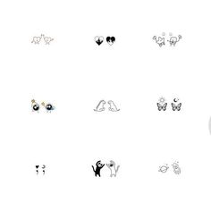 several different types of stickers on a white background, including cats and dogs with heart shaped eyes