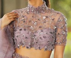 Top 25 Latest Front Neck Saree Blouse Designs (2023) Latest Lehenga Blouse Designs, Lilac Lehenga, Front Blouse Designs, Mahima Mahajan, Sleeveless Blouse Designs, Netted Blouse Designs, Blouse Designs High Neck, Net Blouse, Saree Blouse Neck Designs