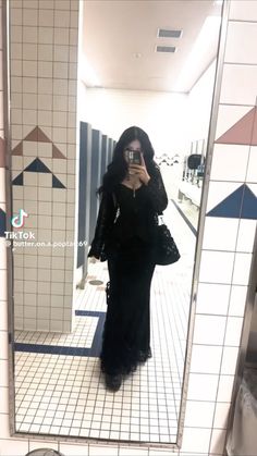 Casual Goth Outfits Grunge, Long Black Dress Outfit Casual, Goth Birthday Outfit, Goth Dress Outfit, Goth Date Outfit, Black Modest Outfits, Yuri Kozukata, Long Black Dress Outfit, Classy Goth