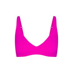 Ultimate comfort and buttery-soft support meet a flattering wireless plunge silhouette that molds to your body. This stretchy style has unlined cups and... Triangle Top Sports Bra With Medium Bust Support, Pink Triangle Top Bra With Padded Cups, Pink Seamless Nursing Bra, Pink Low-cut Padded Bra, Solid Color Seamless Low-cut Bra, Pink Push-up Sports Bra With Removable Pads, Pink Seamless Triangle Bra, Low-cut Padded Pink Bra, Pink Low-cut Bra With Removable Pads