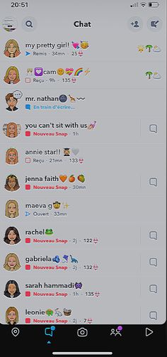 an iphone screen with the text chat on it and several different emoticions in each