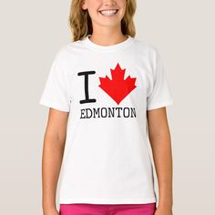 I Love Edmonton, Alberta Canada Maple Leaf Girl