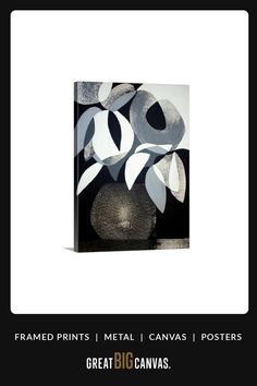 a black and white painting with leaves on it