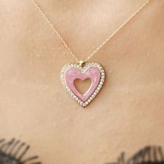 Heart Necklace*14K Dainty Gold Heart Necklace For Lovers Birthday Jewelry*For Mom Pink Enamel Heart Necklace Everyday Jewelry *  # Features * Gram:2.65 gr(approximate weight) * Size:45cm  * Production Method:Casting * 14 K (0,585 in gold) * Closure :Spring ring * Chain:Forse *Special Gift Box  *Like all precious jewels,it comes in its own gift box. *Can include a little gift note  *The Gold Body Of the Polished By Hand. *Available in White gold or Rose Gold choosing *Products invoiced. You can b Elle Woods Heart Necklace, Girl Christmas Gifts, Jewelry For Mom, Necklace Everyday, Birthday Jewelry, Gold Bodies, Girl Christmas, Precious Jewels, Gold Heart Necklace