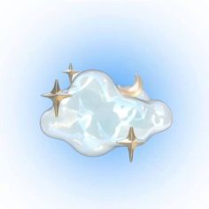 three gold stars on a white cloud with blue sky in the background